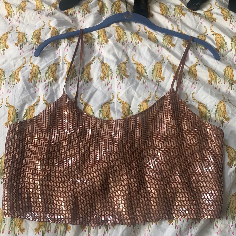 Bronze sequined crop top